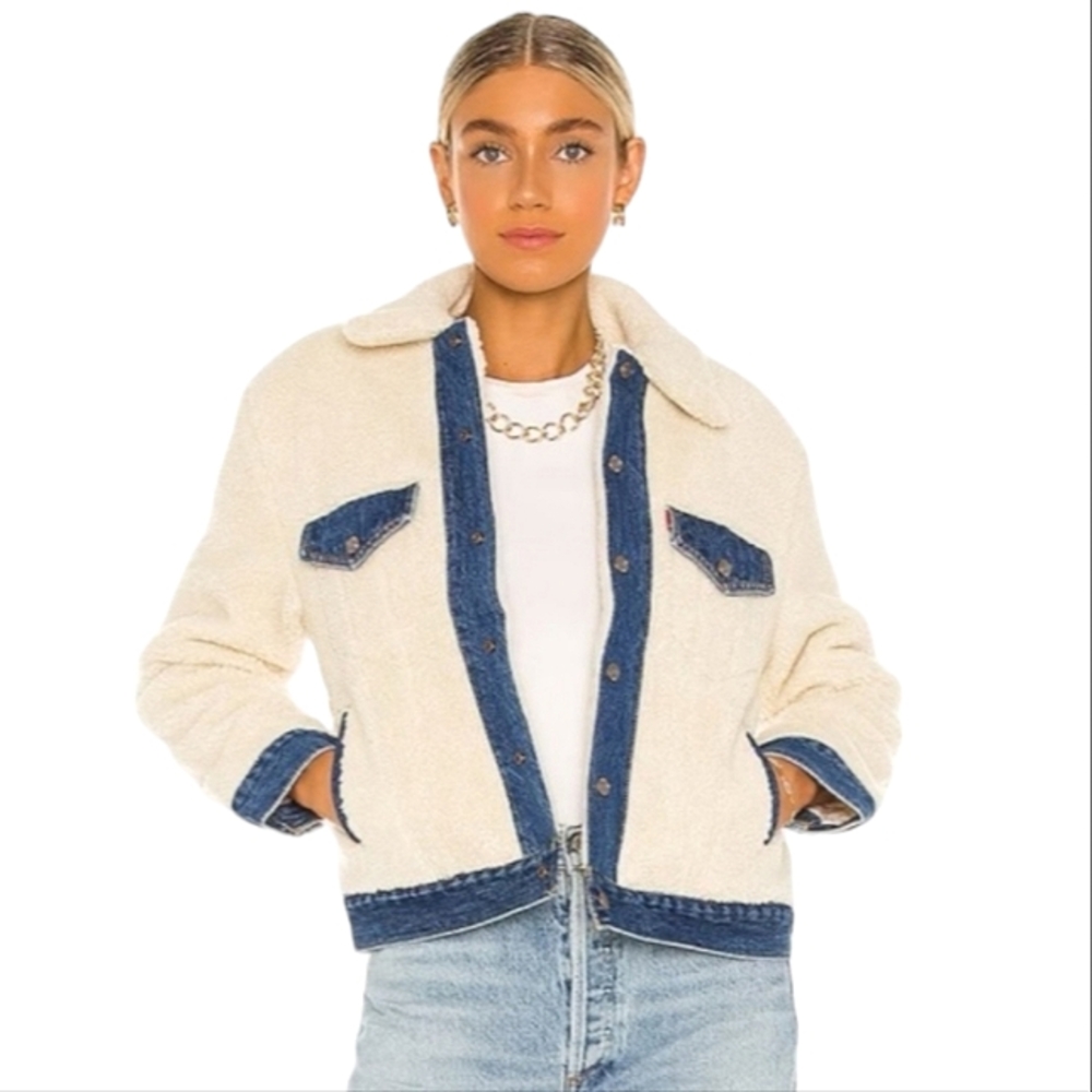 Levi's Cream and Blue Women's Jacket